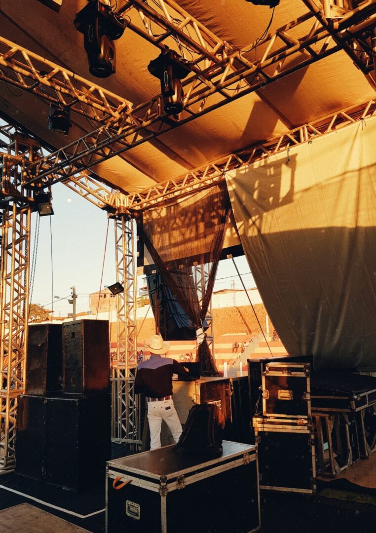 Outdoor stage with equipment